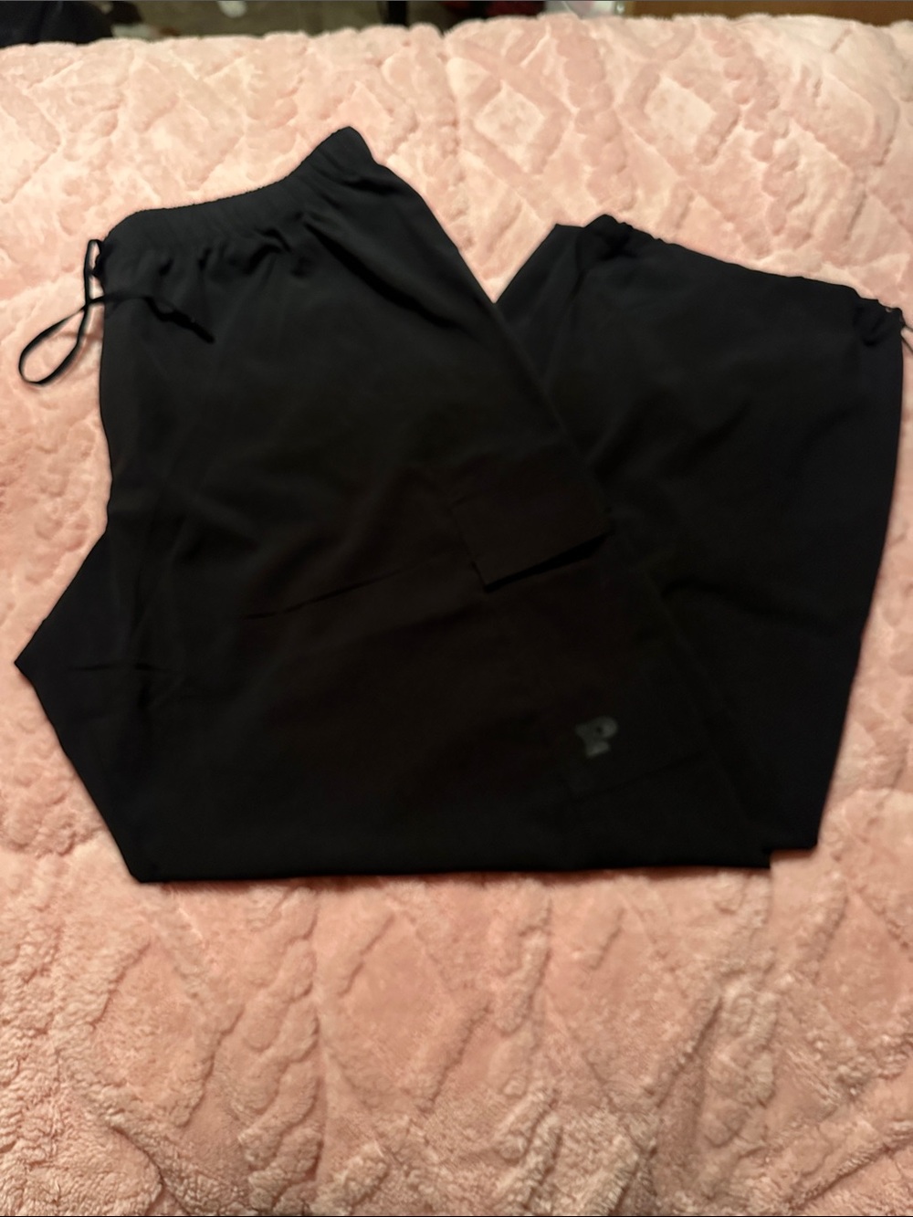 Black Drawstring Lounge Pants Parachute Style